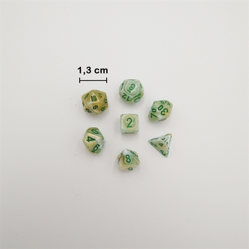 Mini Marble Green Dark Green - Mini Polyhedral Rollespils Terning Sæt - Chessex